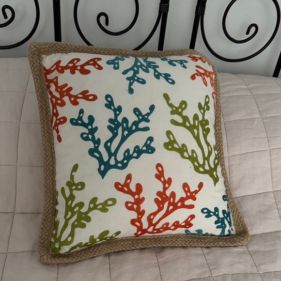 Nautical Coral Design Accent Pillow - Picture 2 of 6